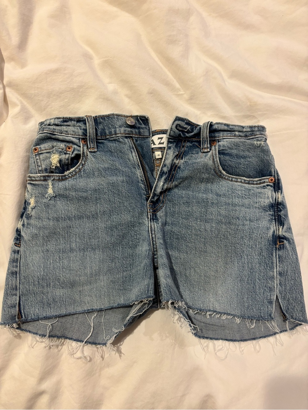Light Blue Denim Jean Shorts - Classic Frayed Hem